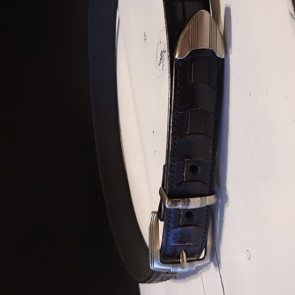 Black Vintage Leather belt sz 36 great pattern - Picture 3 of 6